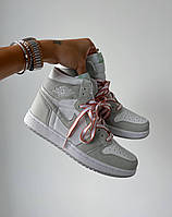 Женские кроссовки Nike Air Jordan 1 High OG "Seafoam green" (серые с белым) высокие кроссы 2667 cross 39