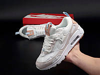 Женские кроссовки Nike Air Max 90 Futura (белые с серым и бежевым) красивые спортивные кроссы К14219 cross 38