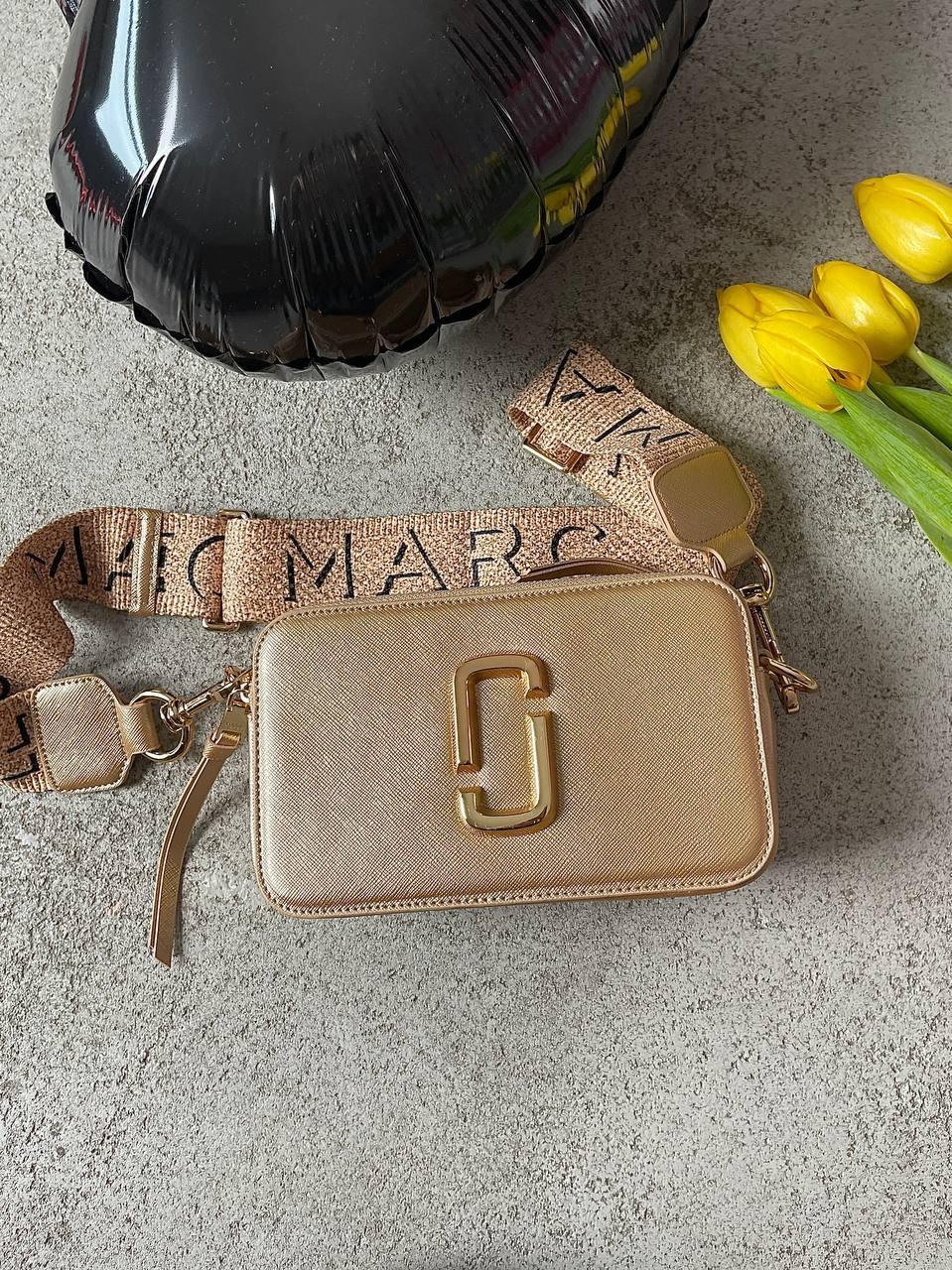 Жіноча сумка клатч Marc Jacobs The Snapshot Full Gold (золотиста) torba0081 стильна на текстильному ремені top