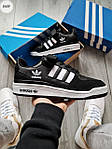 Чоловічі кросівки Adidas Forum Low (чорні з білим) модні кеди демісезонні 974TP top, фото 3
