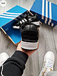 Чоловічі кросівки Adidas Forum Low (чорні з білим) модні кеди демісезонні 974TP top, фото 6