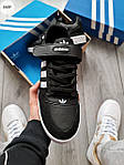 Чоловічі кросівки Adidas Forum Low (чорні з білим) модні кеди демісезонні 974TP top, фото 7