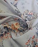 Відріз софт принт квіти на голубому 0,95м, фото 3