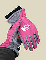 Перчатки The North Face Gloves Pink (розовые) PD7442 трикотажные теплые с эластисной стяжкой на запястье cross