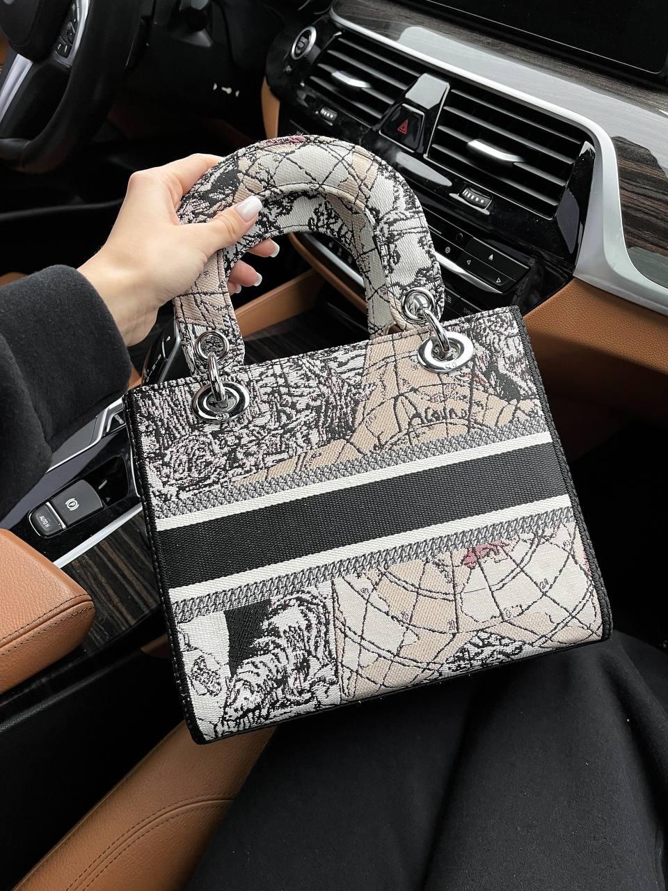 Жіноча сумка Dior (Christian Dior) (сіра) art0257 невелика красива стильна з малюнками та написом top
