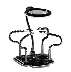 Тримач для плат із лінзою та затискачами ZD-11M-2 (лінза з підсвіткою)