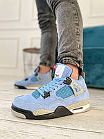 Мужские кроссовки Nike Air Jordan 4 (синие/голубые с серым и чёрным) низкие демисезонные кроссы Ar99411 top 43