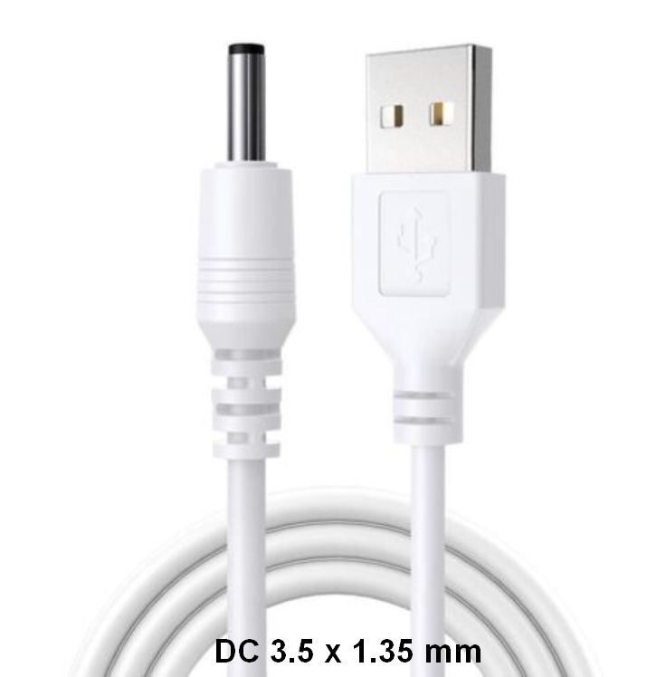 Кабель USB 3.5 x 1.35 mm DC 5V White