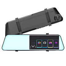 Автомобільний відеореєстратор-дзеркало L-1039TP LCD 5.5" сенсорний 2 камери 1080P Full HD чорний, фото 6