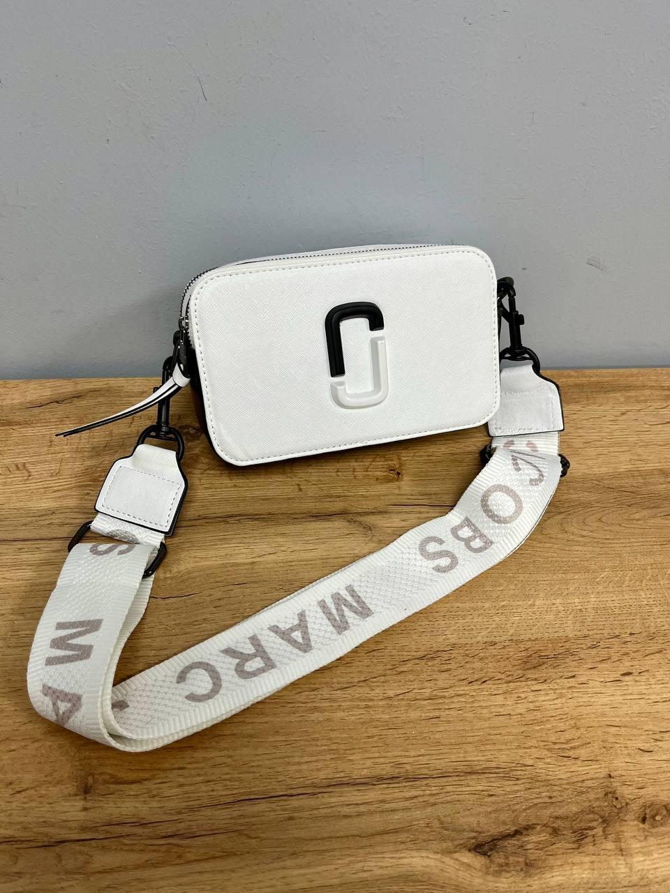 Жіноча подарункова сумка Marc Jacobs Snapphot White Black (біла з чорним) LAMJ050 модна стильна сумочка top