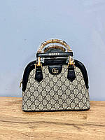 Женская сумка Gucci Alma Bag Black/Beig (бежевая с черным) LAGC006 стильная красивая женственная top