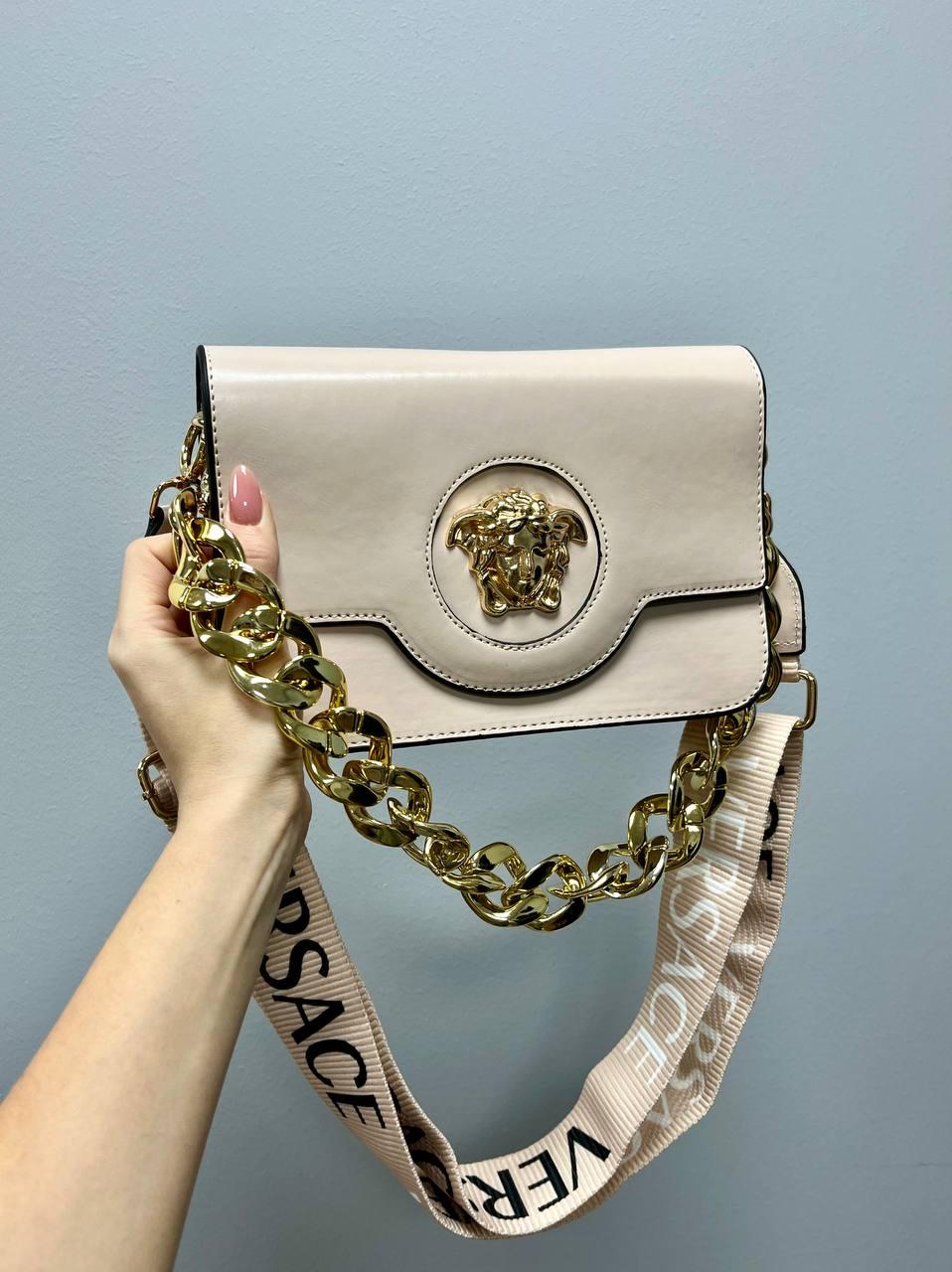 Жіноча подарункова сумка клатч Versace Cnain Beige (бежева) LAV003 стильна модна гарна гламурна сумочка top