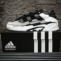 Мужские кроссовки Adidas Niteball (чёрные с серым и белым) качественные спортивные весенние кроссы 2217 cross
