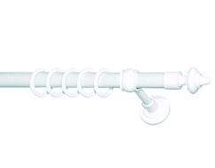 Карниз трубчастий білий одинарний товщина 28 мм з кронштейнами кільцями з гачками металопластиковий