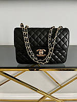 Женская сумка клатч Chanel 3.55 Black (черная) LACH010 маленькая стильная сумочка на декоративной цепочке top