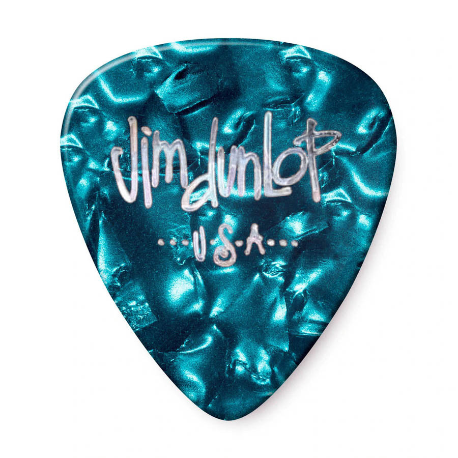 Медіатори Dunlop 483P11MD GENUINE CELLULOID TURQUOISE PEARLOID MEDIUM, фото 1