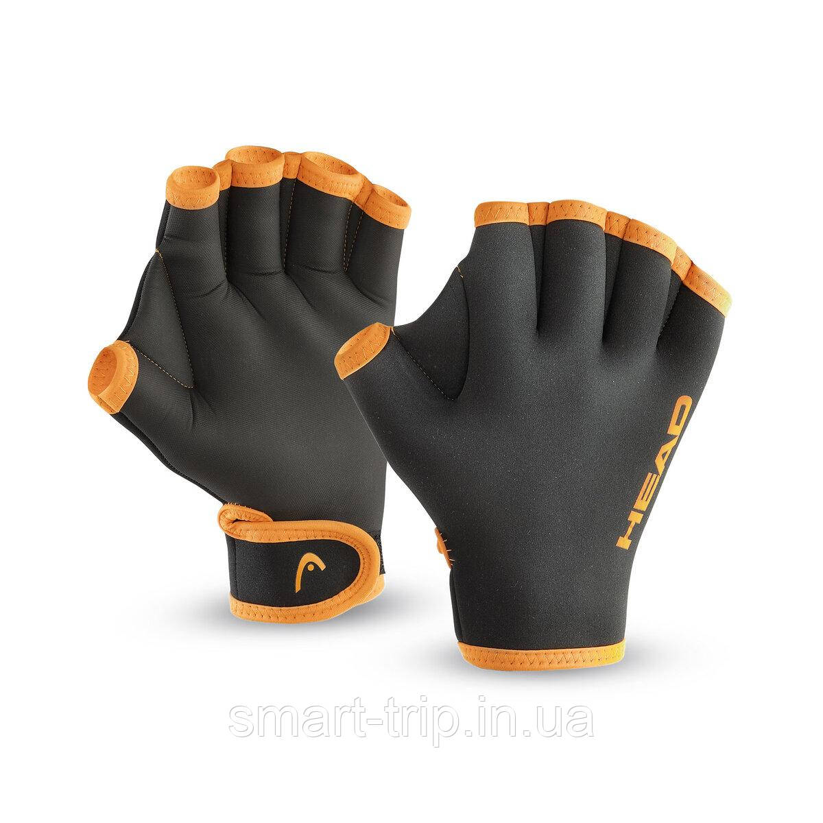 Рукавички для басейну Head Swim Glove чорно-помаранчеві М