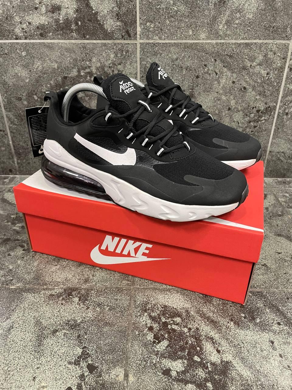 Чоловічі кросівки Nike Air Max 270 REACT (чорний-білий) круті спортивні кроси A971-1 top, фото 1