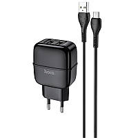 МЗП Hoco C77A (2USB/2.4A) + MicroUSB Чорний