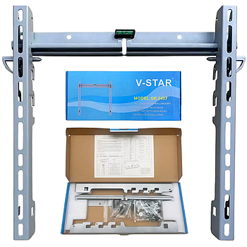 Кріплення для телевізора до 40 кг, 30-80", V-Star GK 2407, Сріблястий / Настінний кронштейн для ТВ