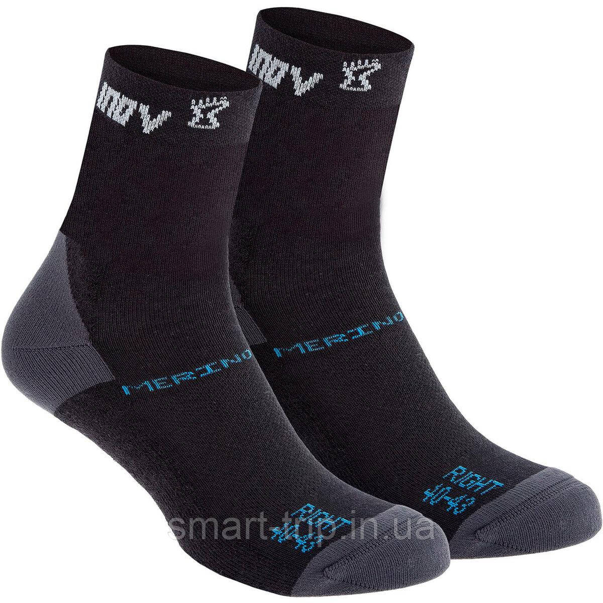 Шкарпетки зимові для бігу Inov-8 Merino Lite чорні унісекс L (43-47)