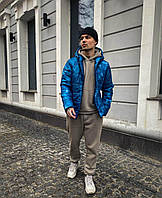 Стильная теплая мужская куртка | Молодежная мужская курка с капюшоном | Демисезонная синяя куртка