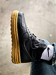 Чоловічі зимові кросівки Nike Air Force (чорні) високі повсякденні стильні термокеди 943TP top, фото 4