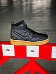 Чоловічі зимові кросівки Nike Air Force (чорні) високі повсякденні стильні термокеди 943TP top, фото 10