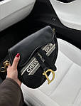 Жіноча сумка клатч Dior Sadlle Black New (чорна) BONO56836 красива стильна не стандартної форми top, фото 9