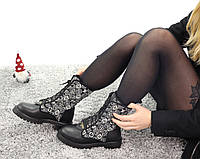 Ботинки женские зимние Louis Vuitton Boots черные, Луи Виттон натуральная кожа, мех. код KD-13036