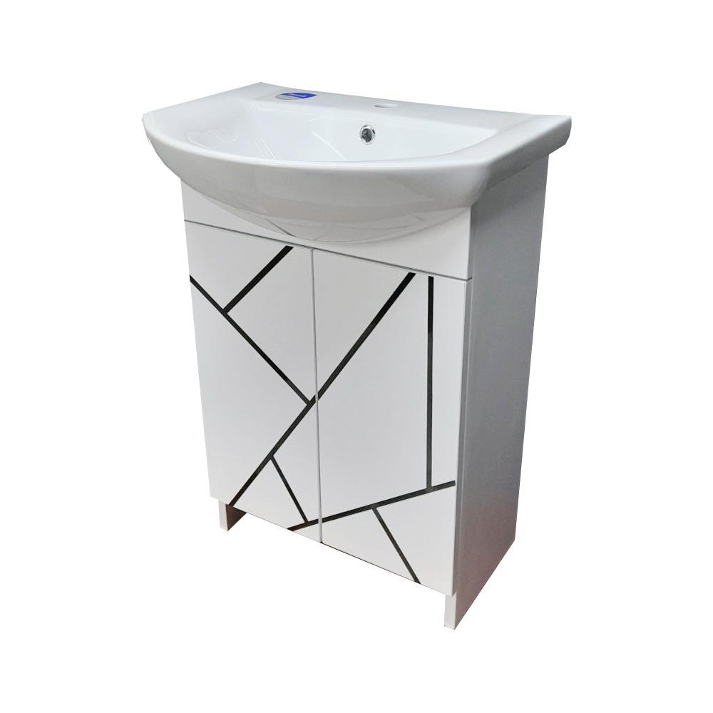 Тумба Mikola-M пластикова 2.0 Chaos black з умивальником 70 см, фото 1