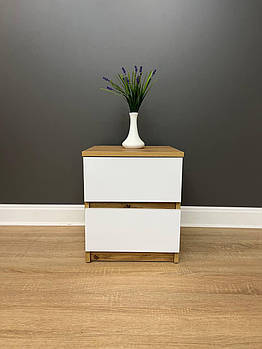 Тумбочка у спальню з білим фасадом без ручок "Весна"