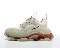 Женские кроссовки Balenciaga Triple S бежевый, Баленсиага Трипл С замша, супинатор, прошиты. KD-12266