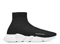 Кроссовки мужские Balenciaga Speed Trainer черно-белые, Баленсиага Тренер текстильные, прошиты. код KD-11281 41-26 см