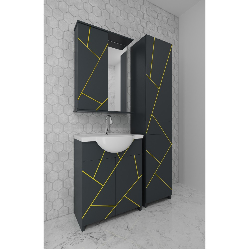 Mikola-M Комплект меблів Chaos з пеналом з пластика сірий & жовтий 70 см