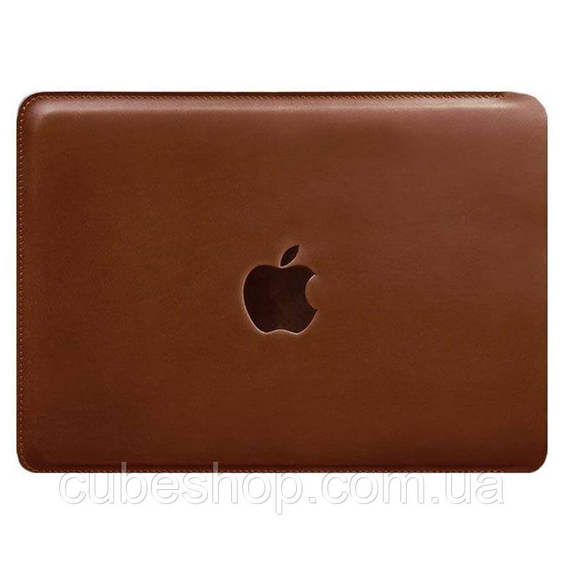 Шкіряний чохол для Macbook 14 (світло-коричневий) вхід збоку