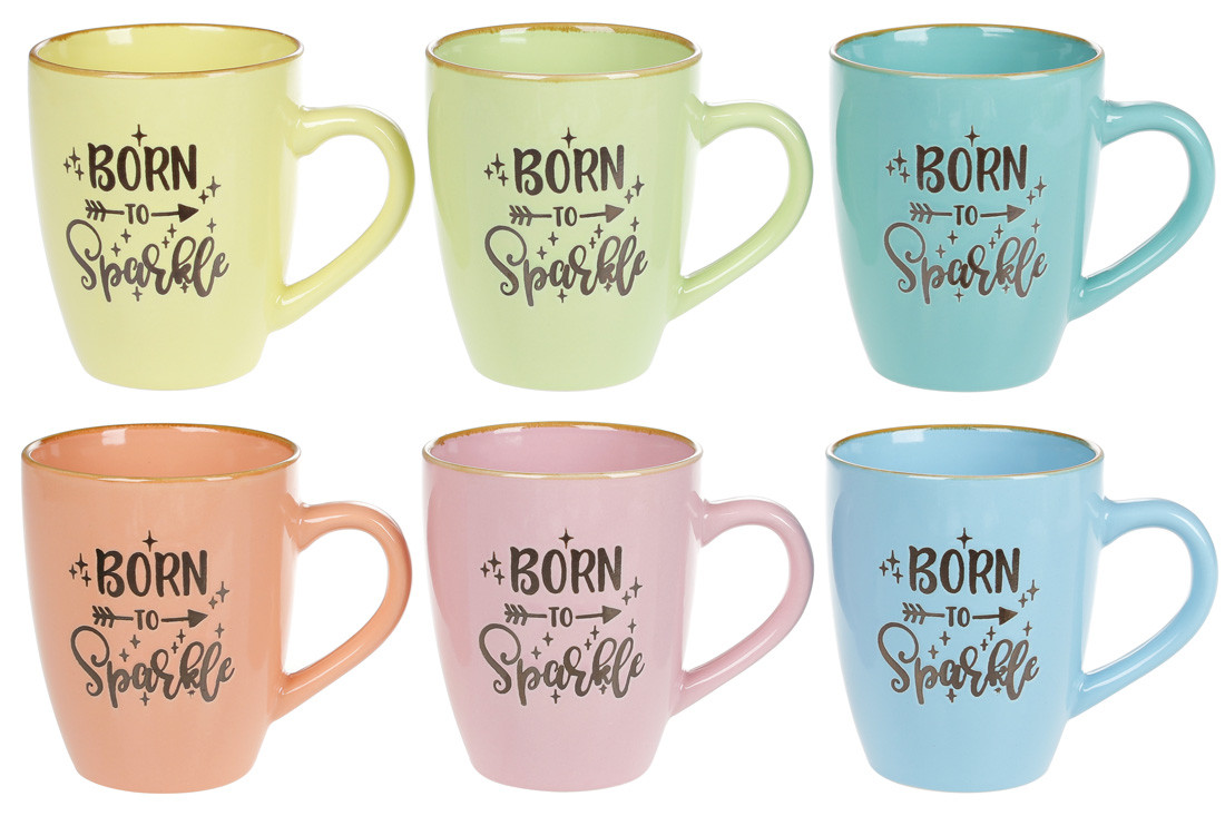 Кухоль керамічний Born to Sparkle, 360мл, 6 дизайнів (344-131)