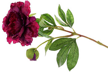 Декоративна квітка Півонія з бутоном, 59см, колір - бордовий (709-514)