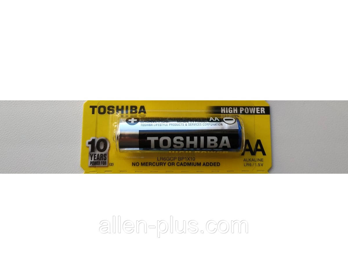 Батарейки лужні TOSHIBA ALKALINE HIGH POWER LR6/AA, блістер 10 шт., фото 1