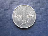 Монета 1 літра Італія 1954