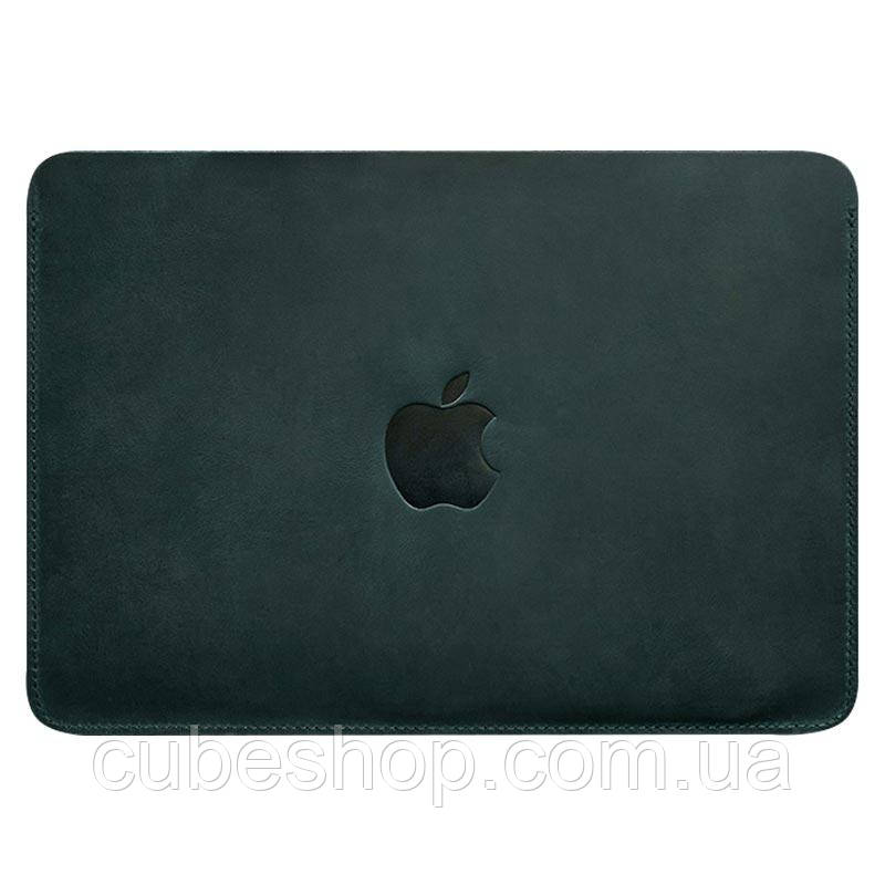 Шкіряний чохол для MacBook Pro 14'' (зелений) вхід зверху