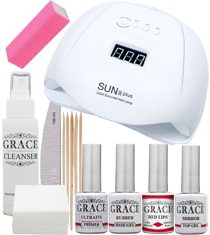 Набір для покриття нігтів гель-лаком Старт + лампа SUN X Plus 120W UV/LED AVADONA