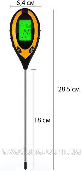 Анализатор грунта 4 в 1 электронный измеритель pH влажности, температуры, освещенности почвы Amtast - фото 3 - id-p1762159927