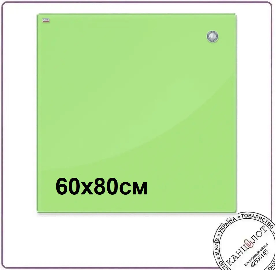 Дошка "2х3" скляна магнітна 60х80см, колір зелений (TSZ86G), фото 1