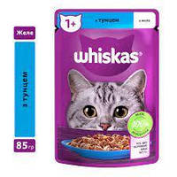 WHISKAS влажный корм для кошек с ТУНЦОМ В ЖЕЛЕ 85 гр