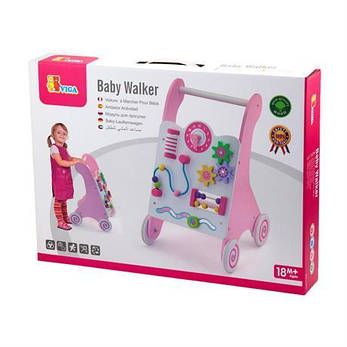 Дитячі ходунки-каталка Viga Toys з бизибордом, рожевий (50178), фото 2