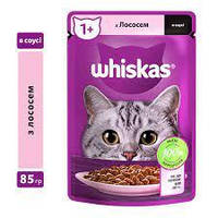 WHISKAS влажный корм для кошек с ЛОСОСЕМ В СОУСЕ 0.85 гр