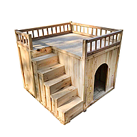 Деревянная двух-этажная будка для собаки "Юта", для маленьких пород (80*60*80 см)