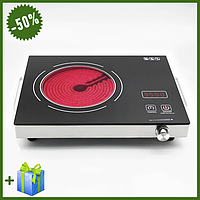 Настільна інфрачервона плита Zepline ZP-061 2200 Вт, Потужна одноконфоркова електроплита зі склокераміки