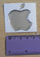 Наклейка s 3D APPLE 39х45х1мм срібло глянцеве силіконова контурна епл яблуко на авто